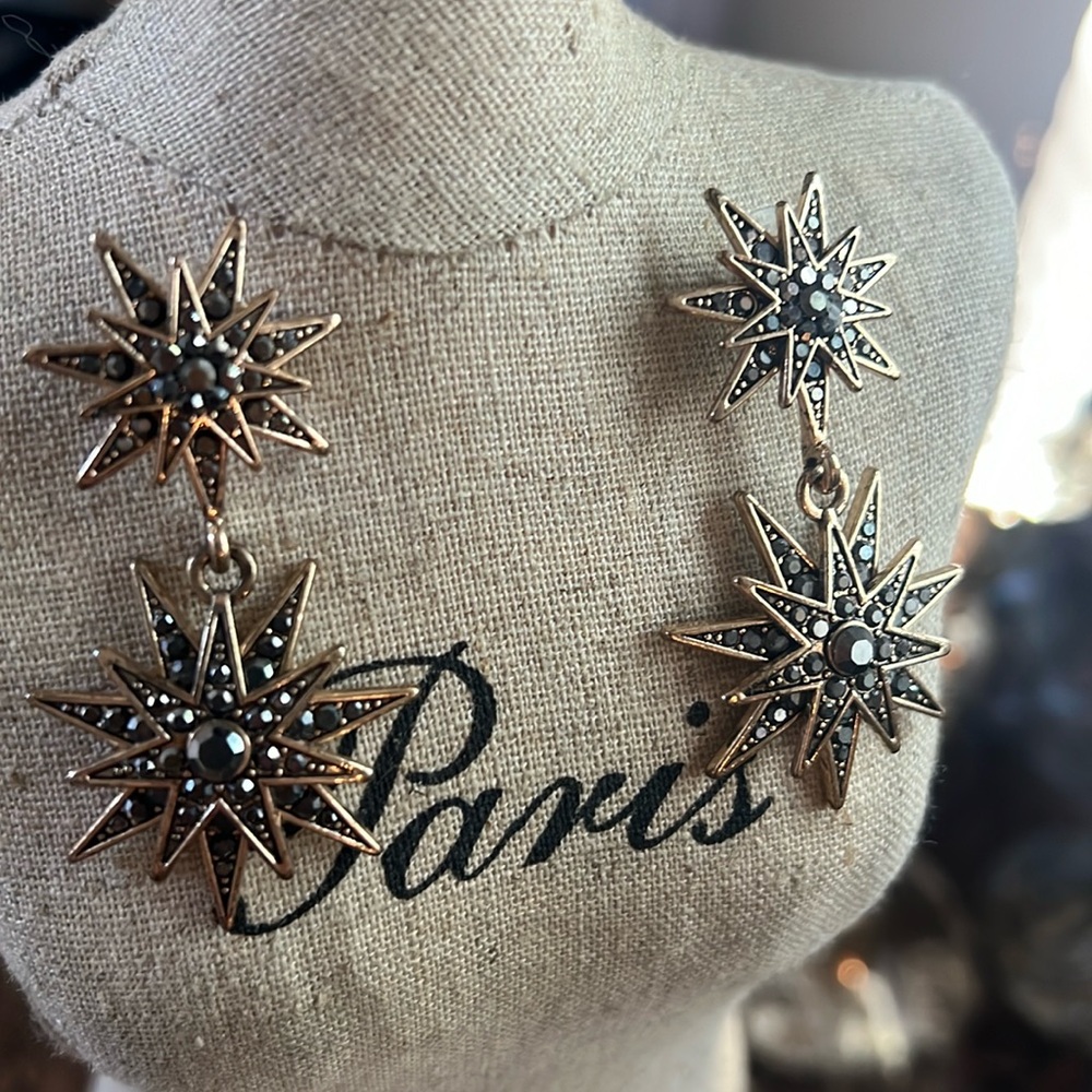 Jeweled star earrings pierced.
